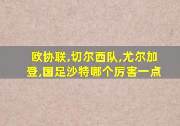 欧协联,切尔西队,尤尔加登,国足沙特哪个厉害一点